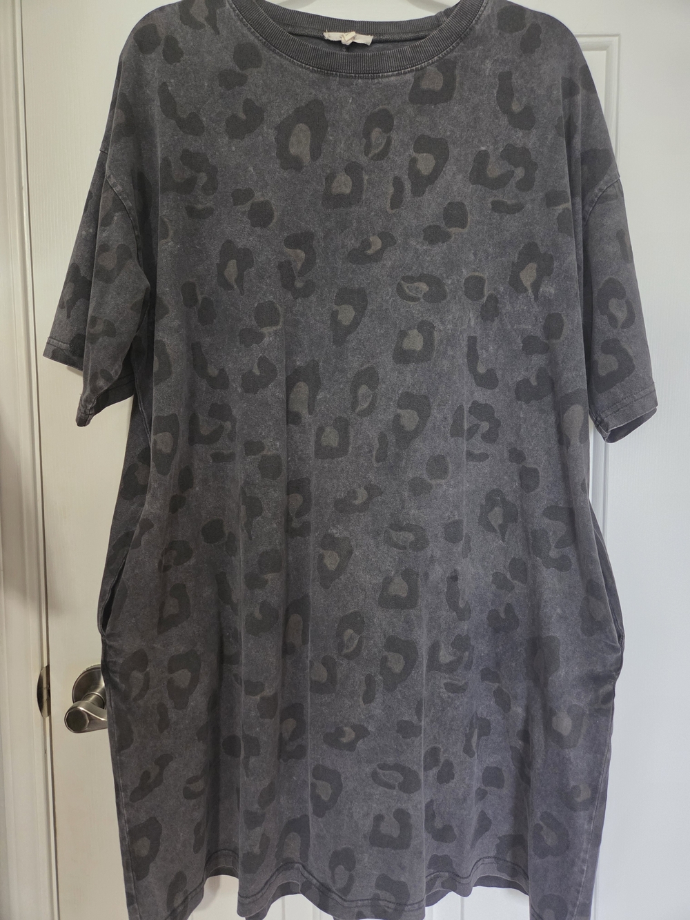 Washed Charcoal Leopard Mini Dress